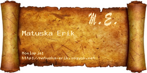 Matuska Erik névjegykártya